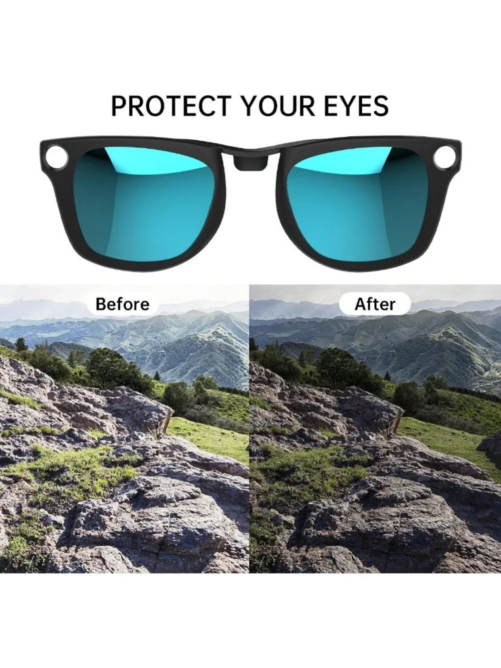 4Pcs Polarized Clip-On Sunglasses for Wayfarer Style Frames - UV Protection